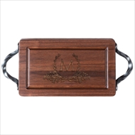 Maple Leaf Rectangular Walnut Cutting Board With Handles