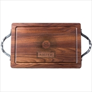Maple Leaf 18" Rectangular Walnut Cutting Board With Handles