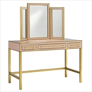 Currey & Company Home Arden Vanity 3000-0054 Reverse Painted Glass/Brass/Solid Wood/Engineered Hardwood/Faux Suede